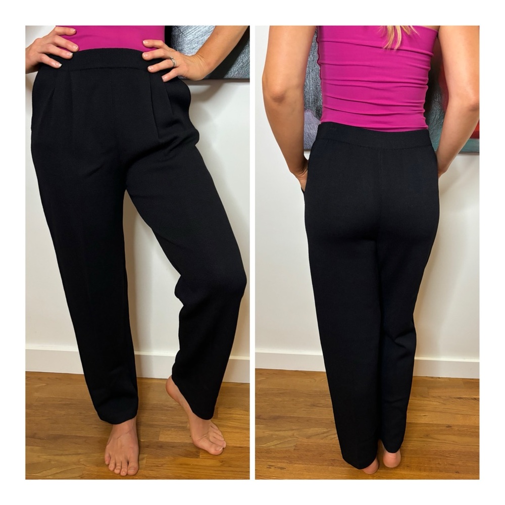 St. John Front Pleated Black Women's Pants